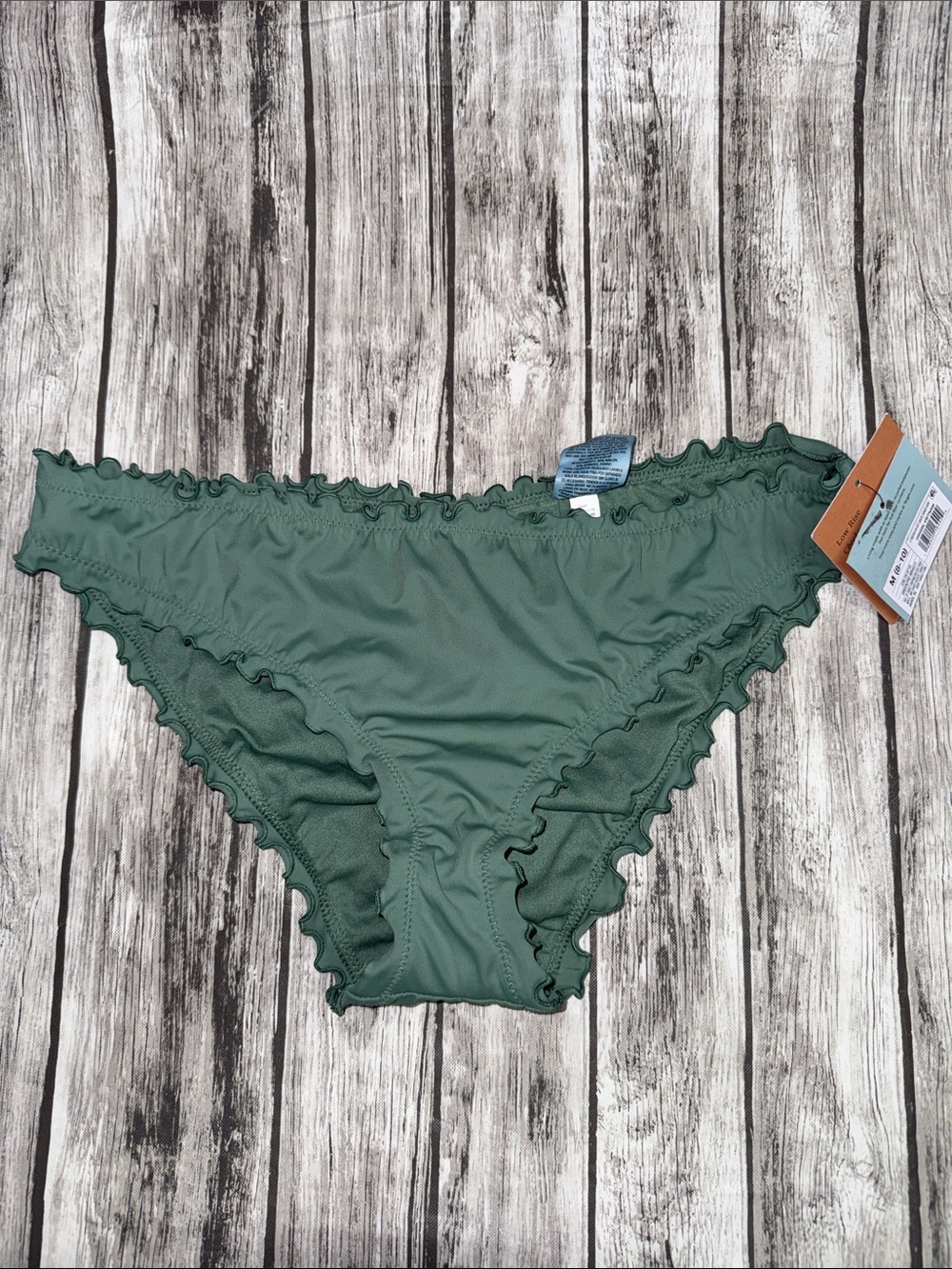 Shade & Shore Low Rise Cheeky Ruffle Bikini Bottoms - Green